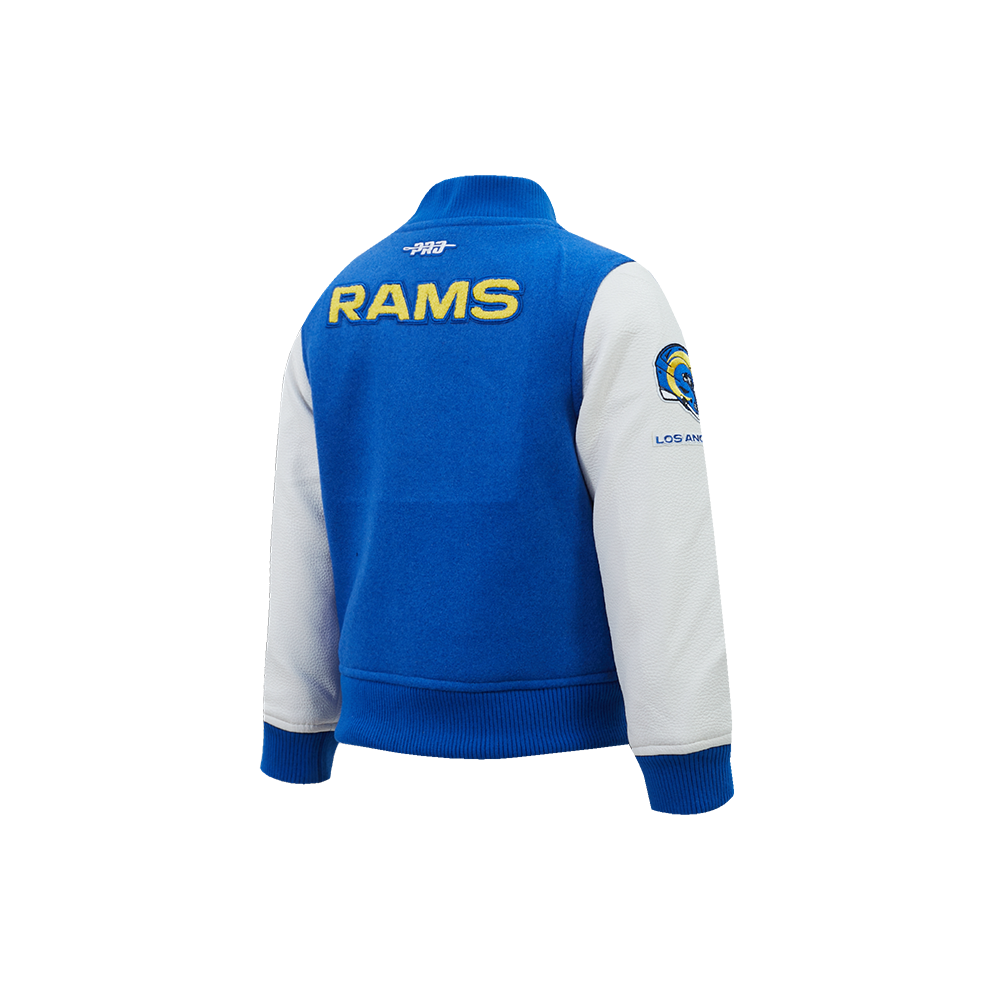NFL LOS ANGELES RAMS CLASSIC CHENILLE TODDLER BOY'S WOOL VARSITY JACKET (ROYAL BLUE/WHITE)