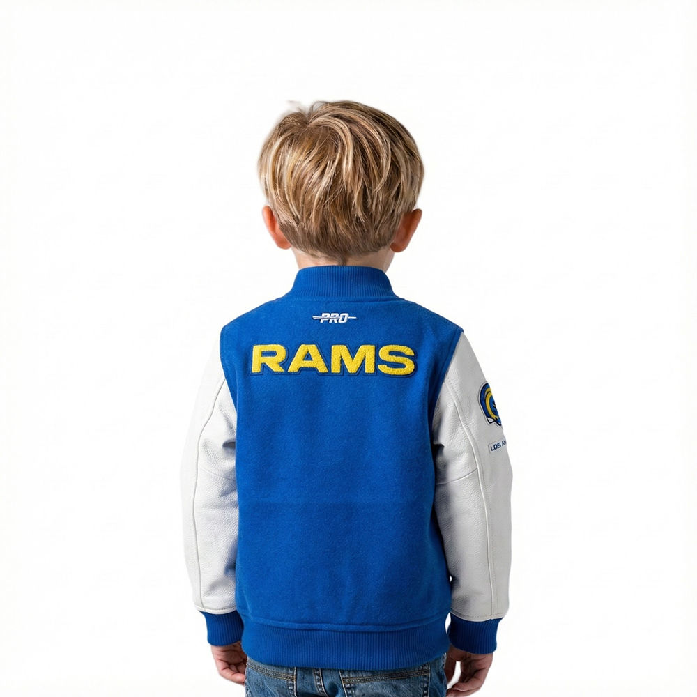 NFL LOS ANGELES RAMS CLASSIC CHENILLE TODDLER BOY'S WOOL VARSITY JACKET (ROYAL BLUE/WHITE)