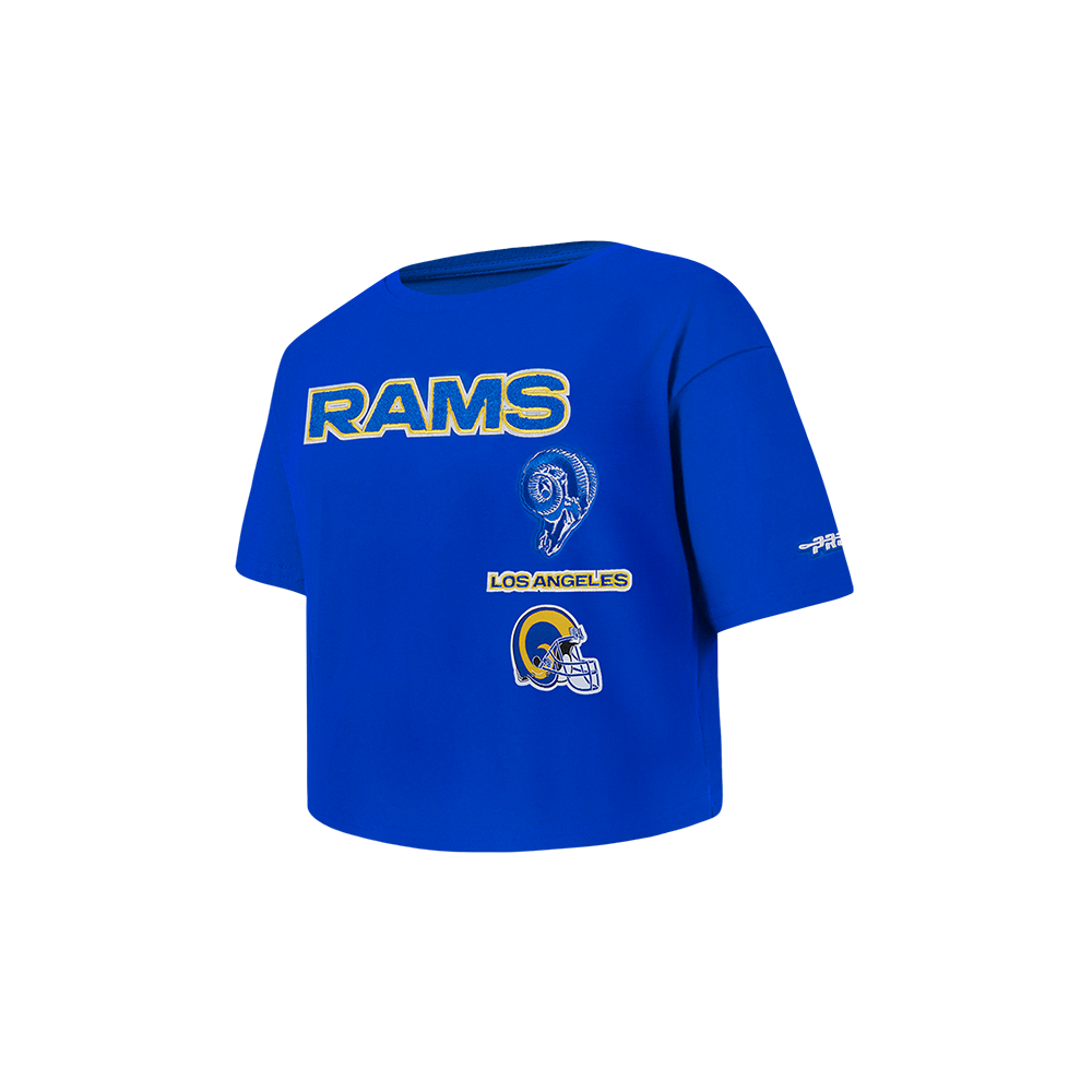 NFL LOS ANGELES RAMS RETRO CLASSIC TODDLER GIRLS SHORT SLEEVE BOXY TEE (ROYAL BLUE)
