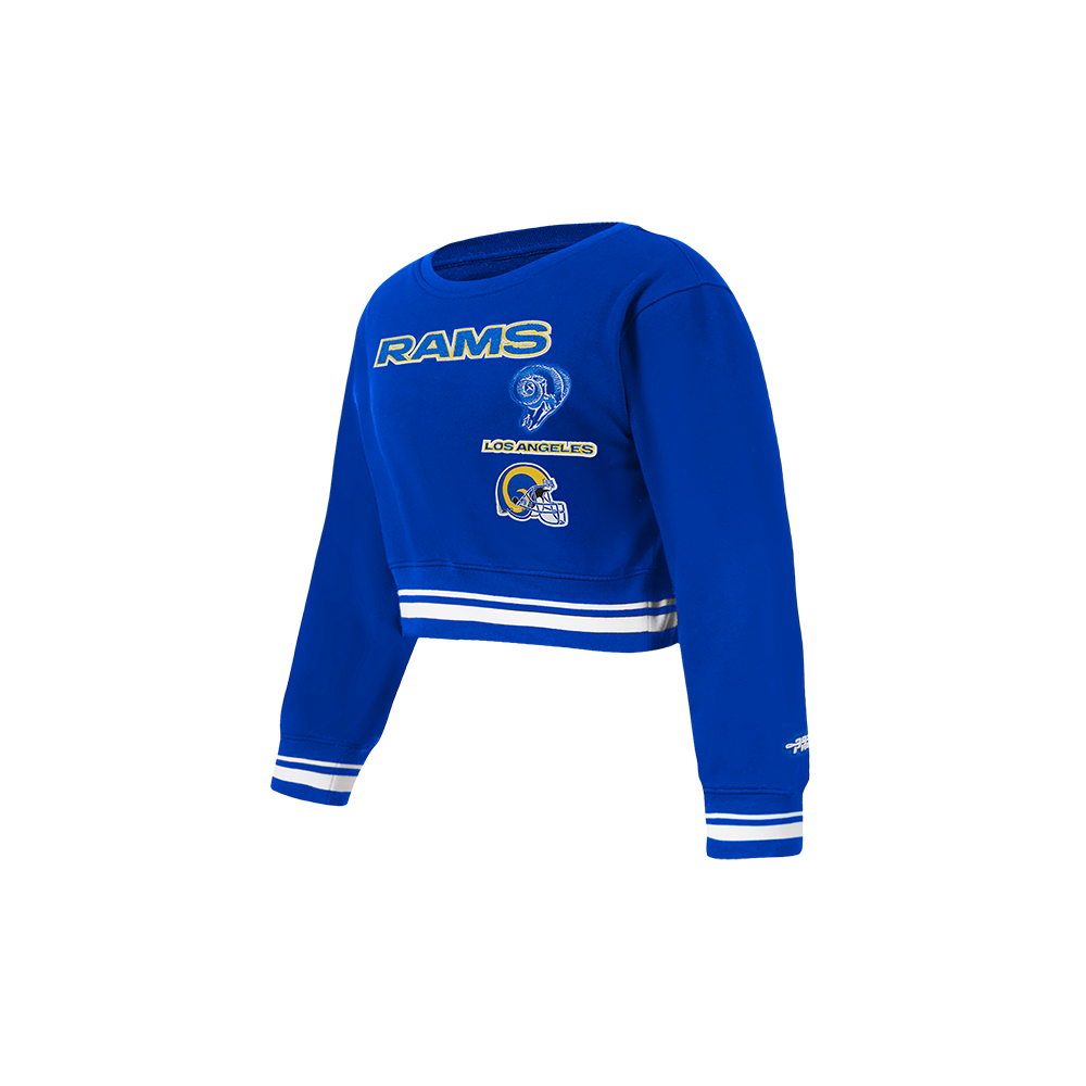 NFL LOS ANGELES RAMS RETRO CLASSIC TODDLER GIRLS  RIB FLEECE CREWNECK (ROYAL BLUE)
