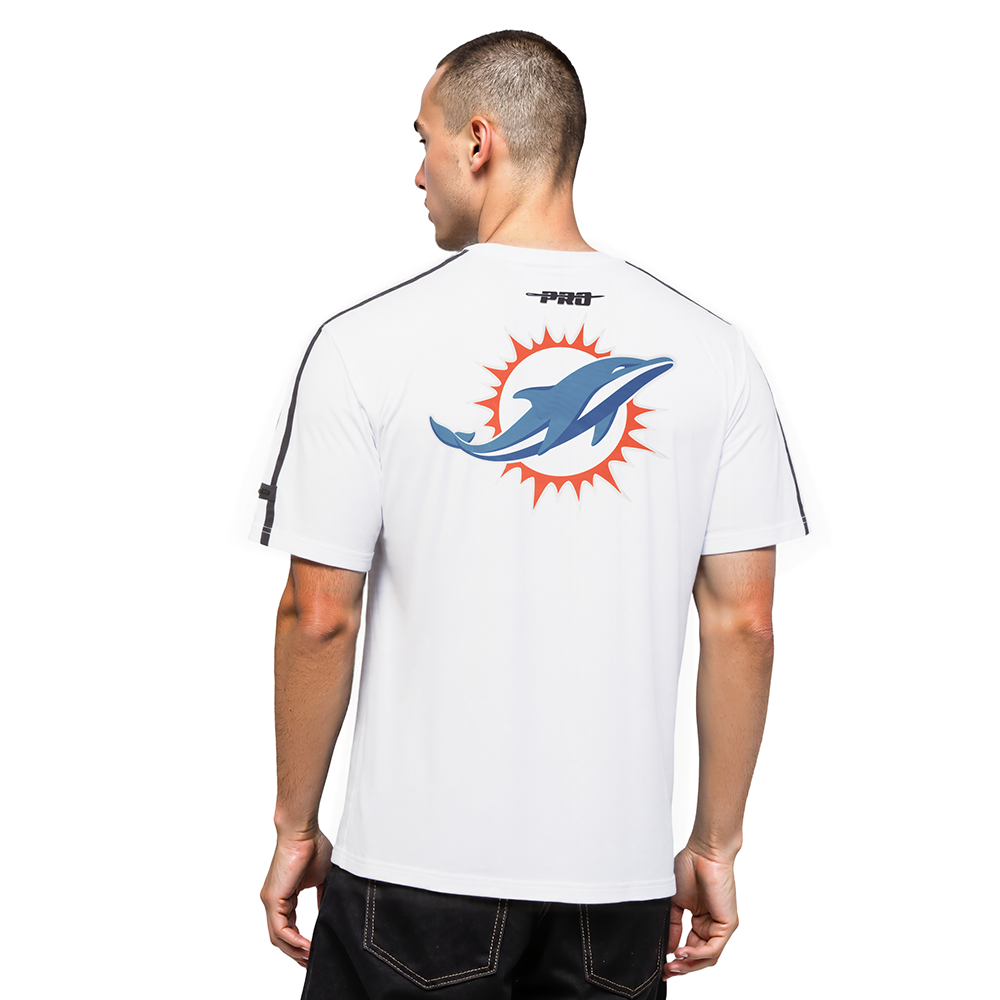 NFL MIAMI DOLPHINS LOGO CLASSIC MESH MEN'S PRO TEAM TAPING SHIRT (WHITE/BLACK)