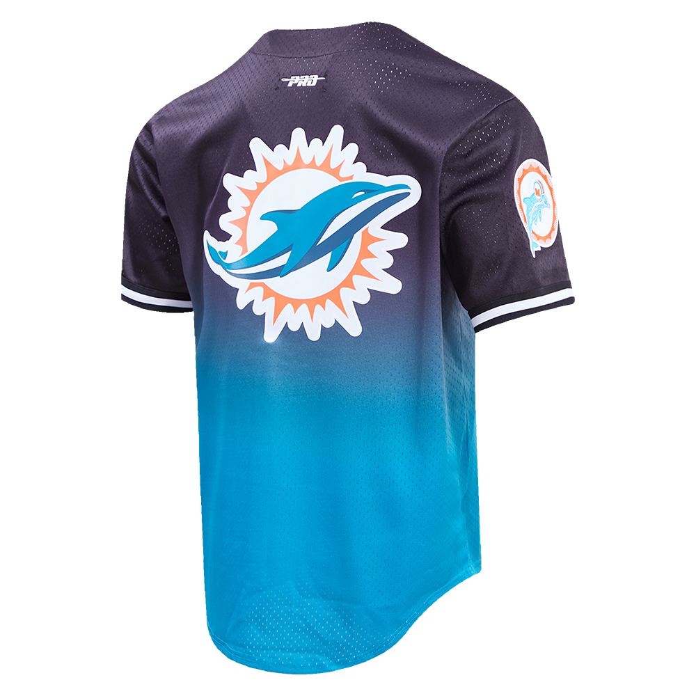 NFL MIAMI DOLPHINS TEAM MEN S MESH BUTTON DOWN JERSEY BLACK TEAL Pro Standard