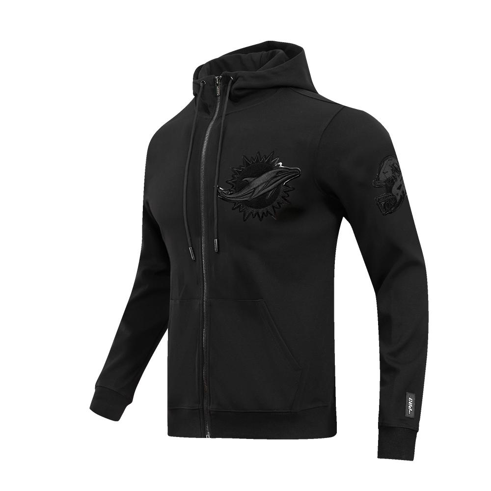 NFL MIAMI DOLPHINS TRIPLE BLACK MEN'S DK FZ HOODIE (TRIPLE BLACK)