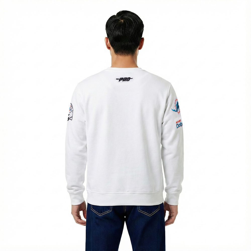NFL MIAMI DOLPHINS OLD ENGLISH MEN'S CREWNECK (WHITE)