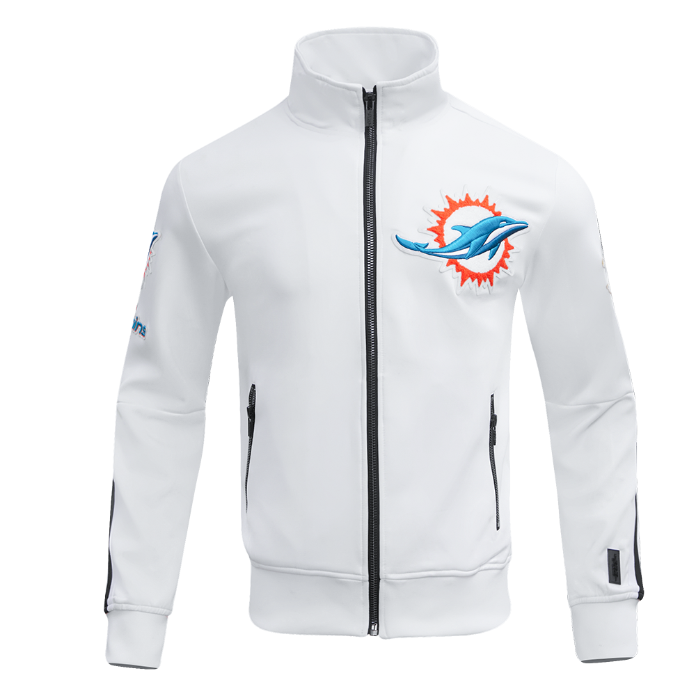 NFL MIAMI DOLPHINS CLASSIC MEN S DK TRACK JACKET WHITE BLACK Pro Standard
