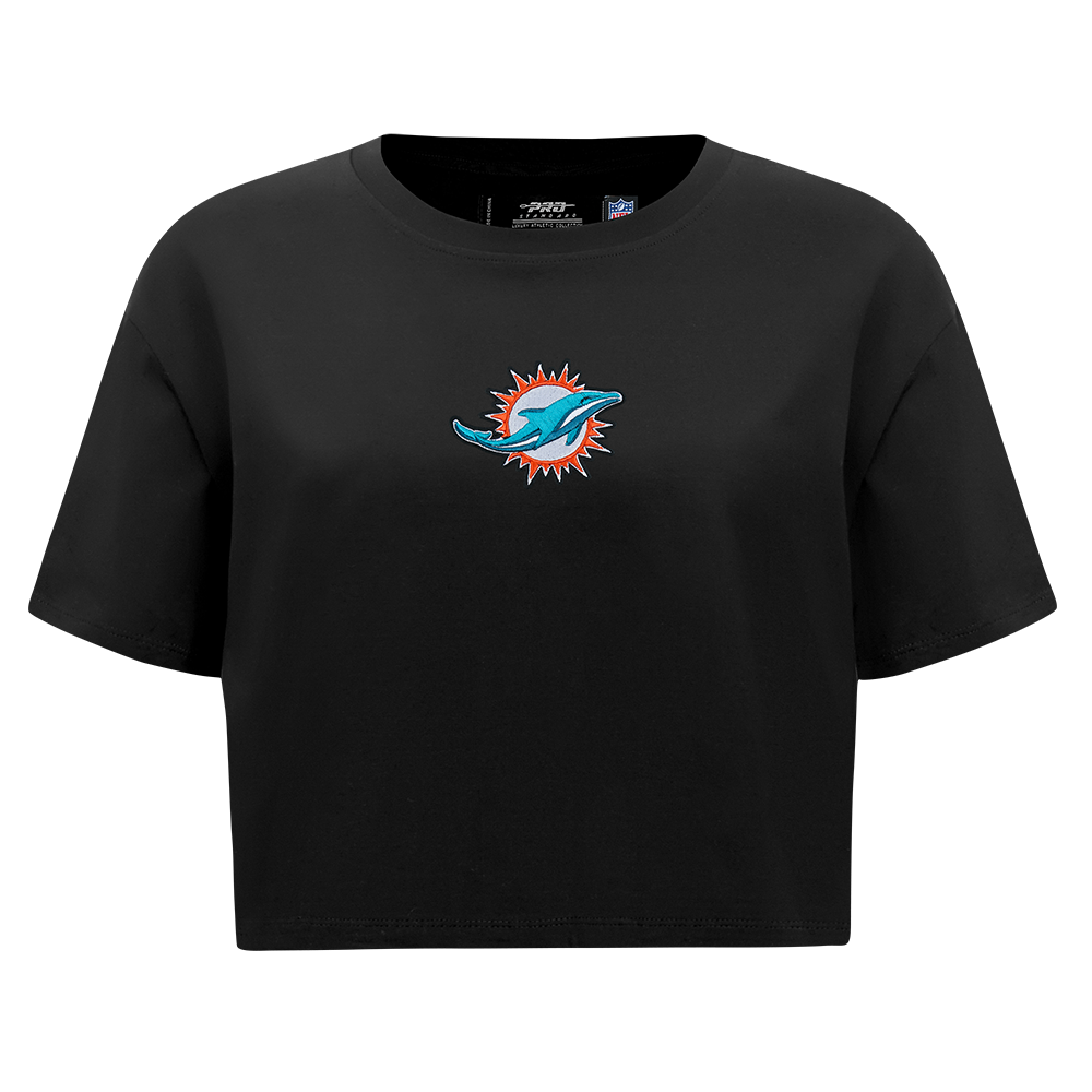 NFL MIAMI DOLPHINS WINGSPAN WOMEN'S SJ BOXY TEE (BLACK)