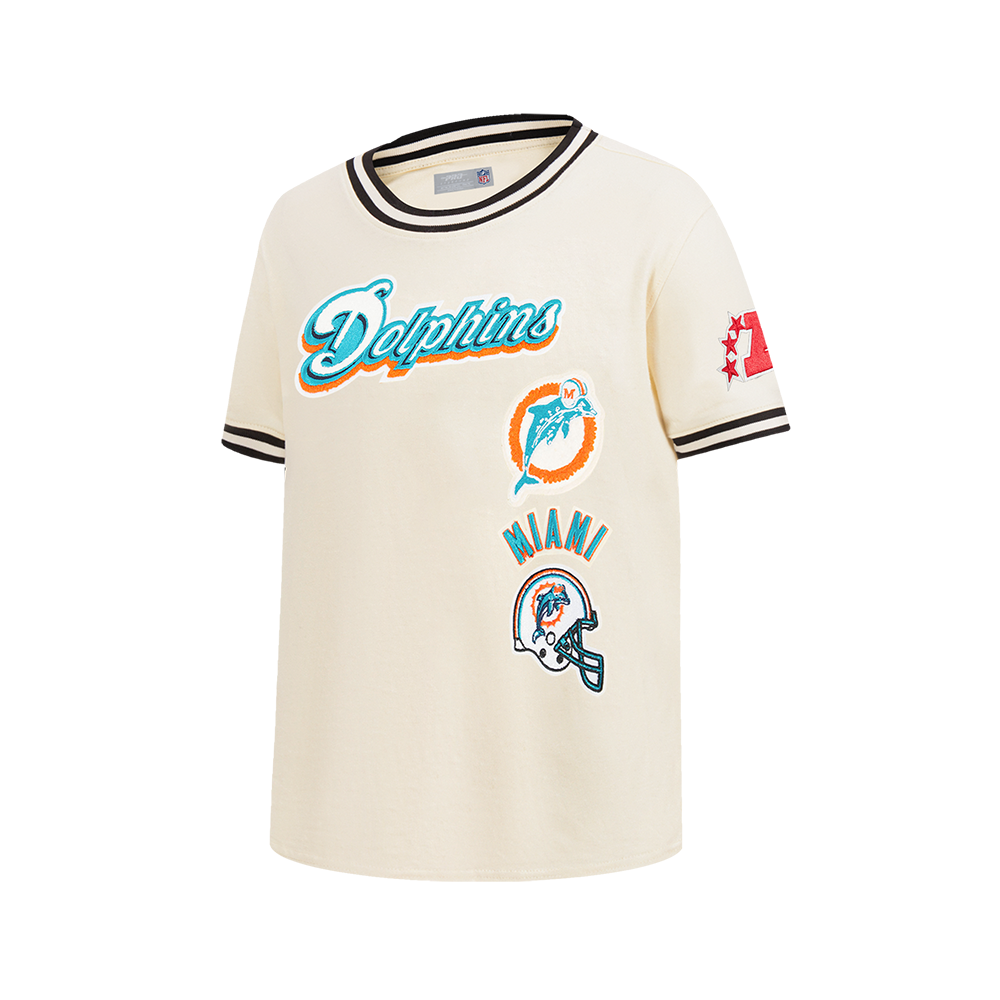 NFL MIAMI DOLPHINS RETRO CLASSICS BIG BOY'S SS STRIPED RIB TEE (EGGSHELL/ BLACK)