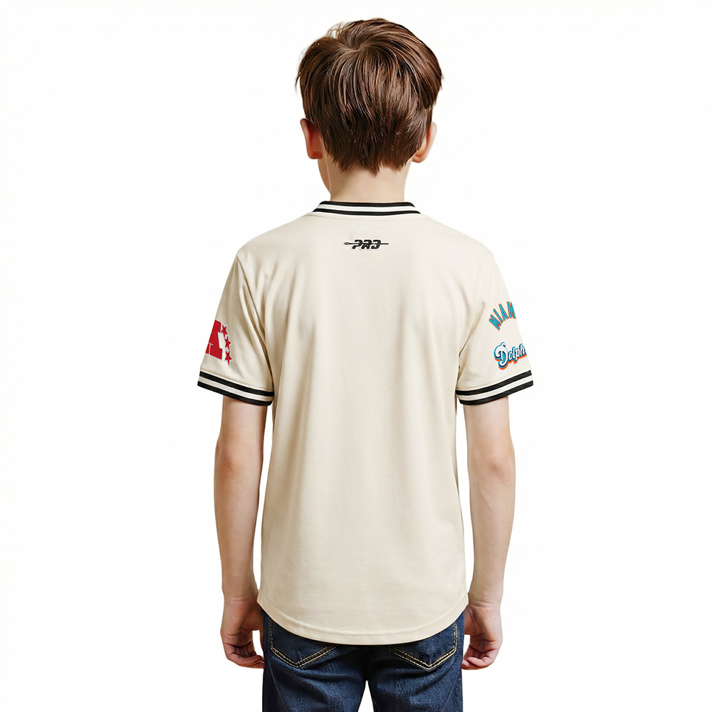 NFL MIAMI DOLPHINS RETRO CLASSICS BIG BOY'S SS STRIPED RIB TEE (EGGSHELL/ BLACK)