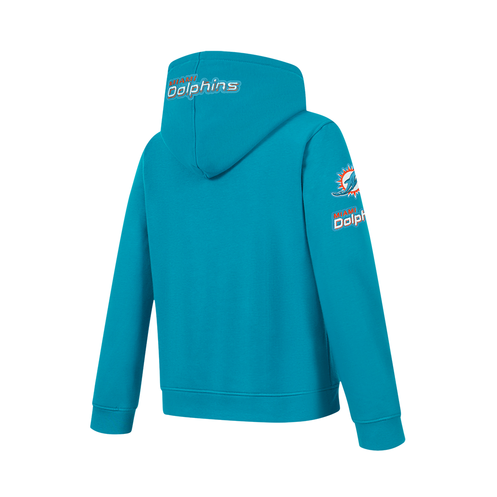 NFL MIAMI DOLPHINS CLASSIC CHENILLE BIG BOY'S FLEECE FULL ZIP HOODIE (TEAL)
