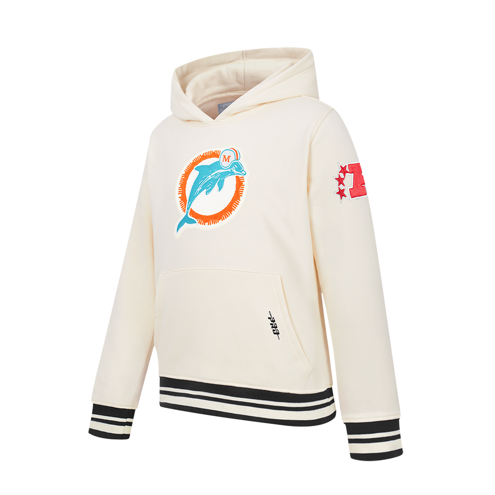 NFL MIAMI DOLPHINS RETRO CLASSICS BIG BOY'S RIB FLEECE PO HOODIE (EGGSHELL/ BLACK)