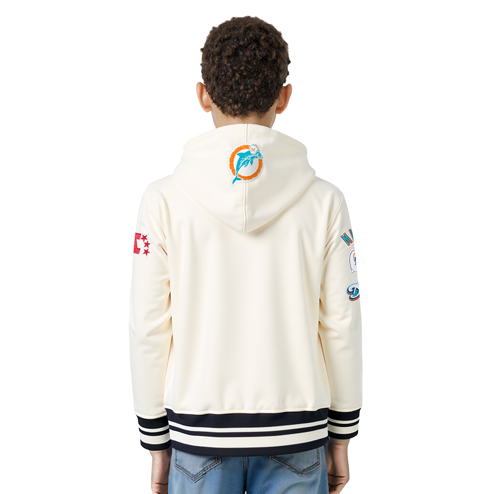 NFL MIAMI DOLPHINS RETRO CLASSICS BIG BOY'S RIB FLEECE PO HOODIE (EGGSHELL/ BLACK)