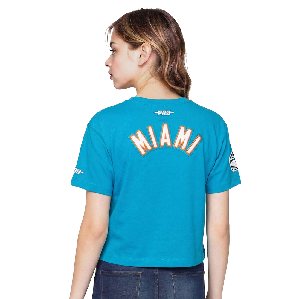NFL MIAMI DOLPHINS CLASSIC BIG GIRL'S SS BOXY TEE (TEAL)
