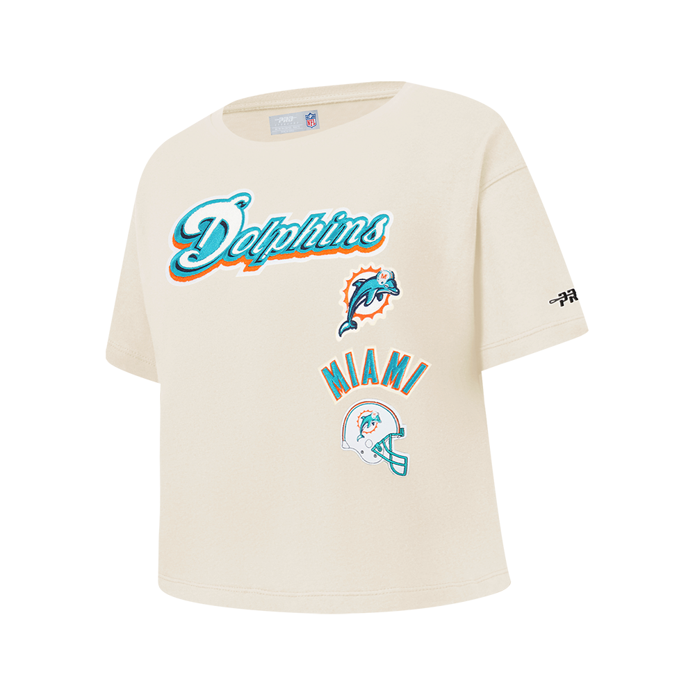 NFL MIAMI DOLPHINS RETRO CLASSICS BIG GIRL'S SS BOXY TEE (EGGSHELL)