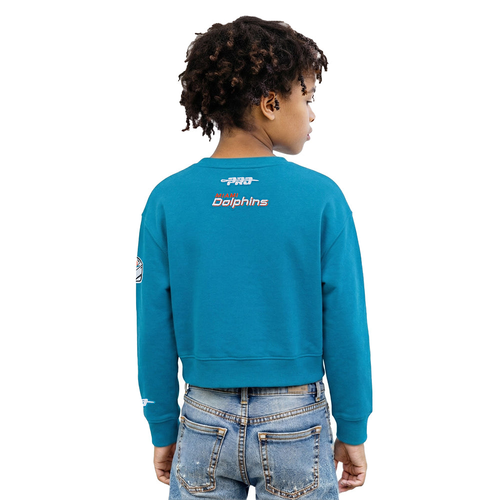 NFL MIAMI DOLPHINS CLASSIC BIG GIRL'S FLEECE CREWNECK (TEAL)