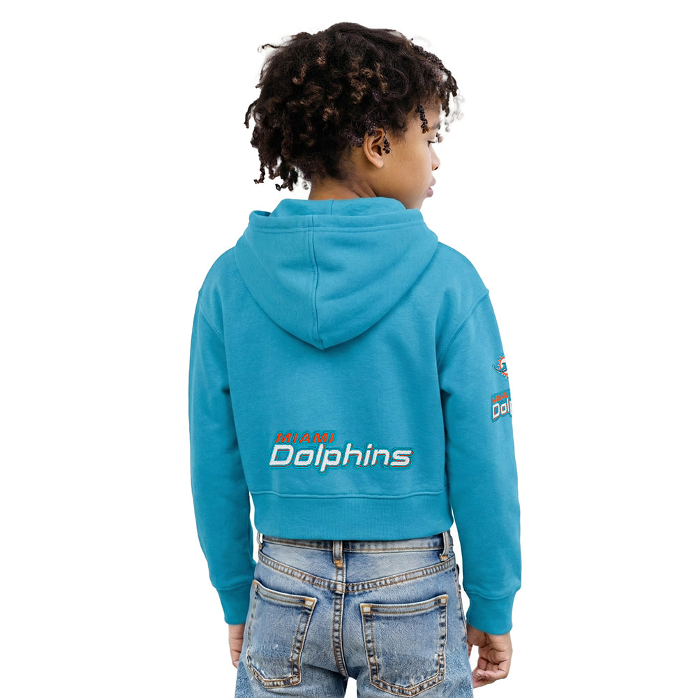 NFL MIAMI DOLPHINS CLASSIC BIG GIRL'S FLEECE FULL ZIP HOODIE (TEAL)