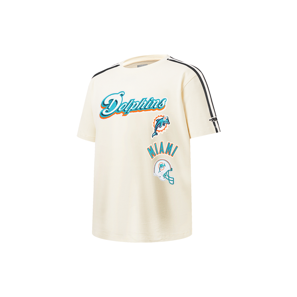 NFL MIAMI DOLPHINS RETRO CLASSIC LITTLE BOY'S SS STRIPED RIB TEE (EGGSHELL/ BLACK)