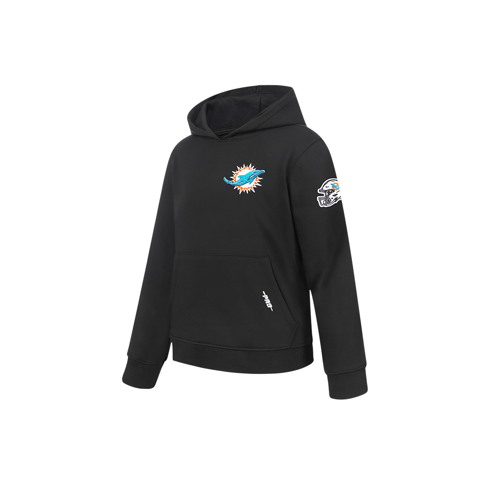 NFL MIAMI DOLPHINS CLASSIC LITTLE BOYS FLEECE PULLOVER HOODIE (BLACK)