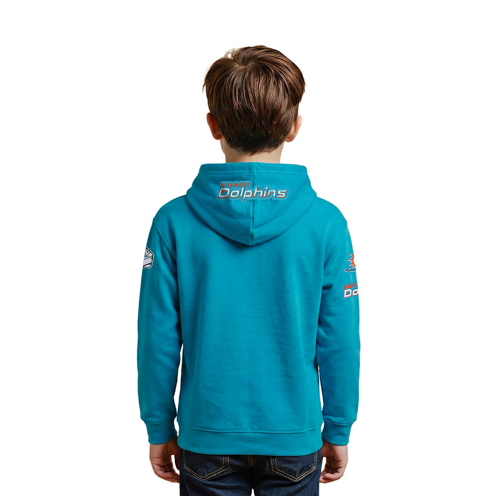 NFL MIAMI DOLPHINS CLASSIC LITTLE BOY'S FLC FZ HOODIE (TEAL)
