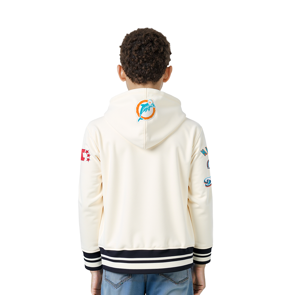 NFL MIAMI DOLPHINS RETRO CLASSIC LITTLE BOY'S RIB FLC PO HOODIE (EGGSHELL/ BLACK)