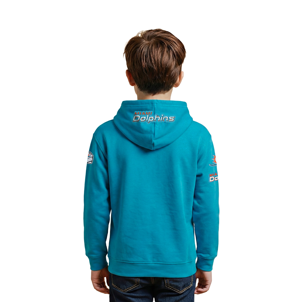 NFL MIAMI DOLPHINS CLASSIC CHENILLE LITTLE BOY'S FLEECE PO HOODIE (TEAL)