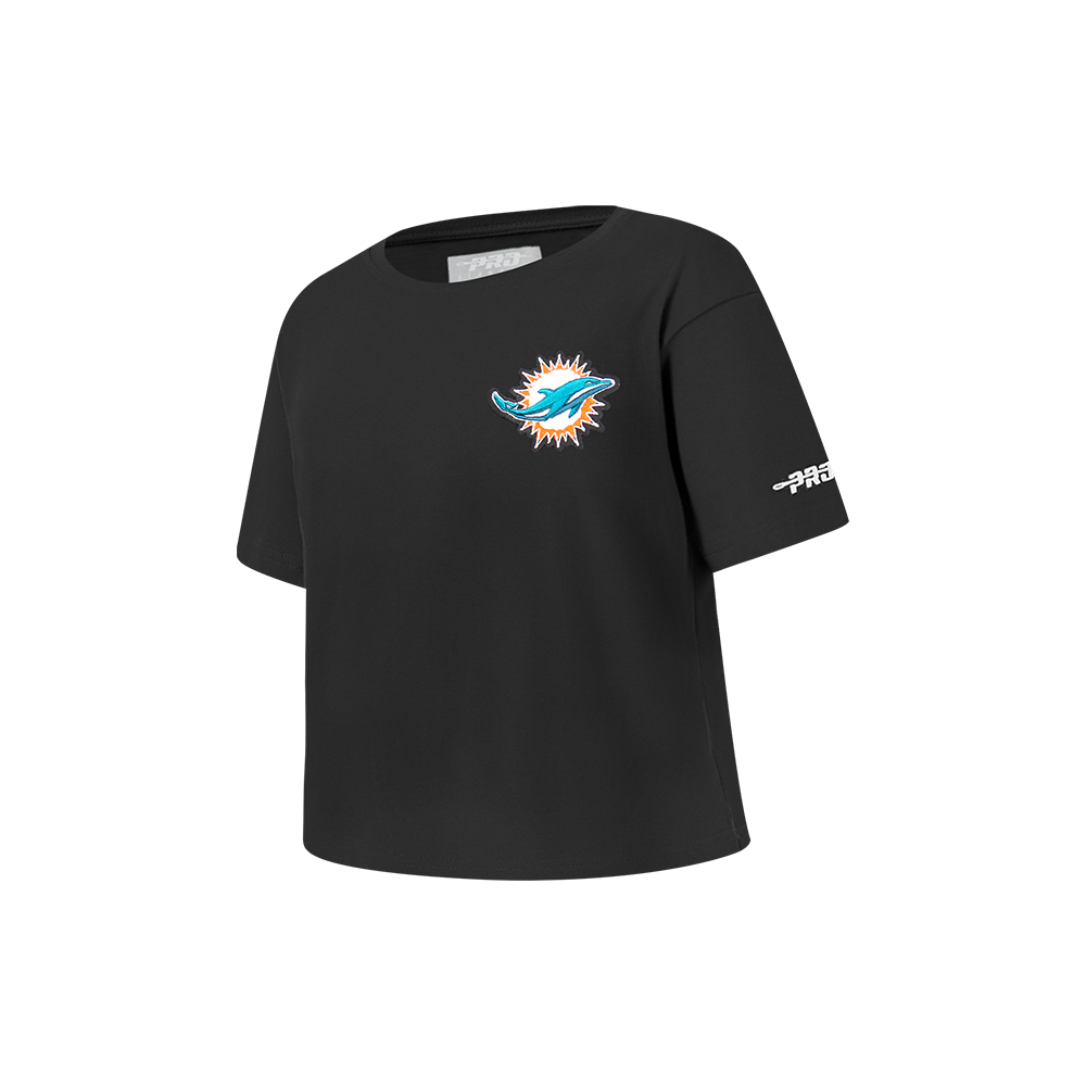 NFL MIAMI DOLPHINS CLASSIC LITTLE GIRLS SHORT SLEEVE BOXY TEE (BLACK)