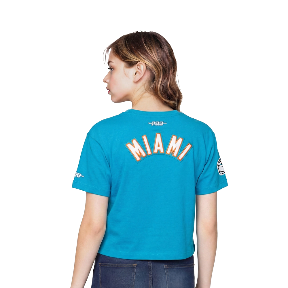 NFL MIAMI DOLPHINS CLASSIC LITTLE GIRL'S SS BOXY TEE (TEAL)