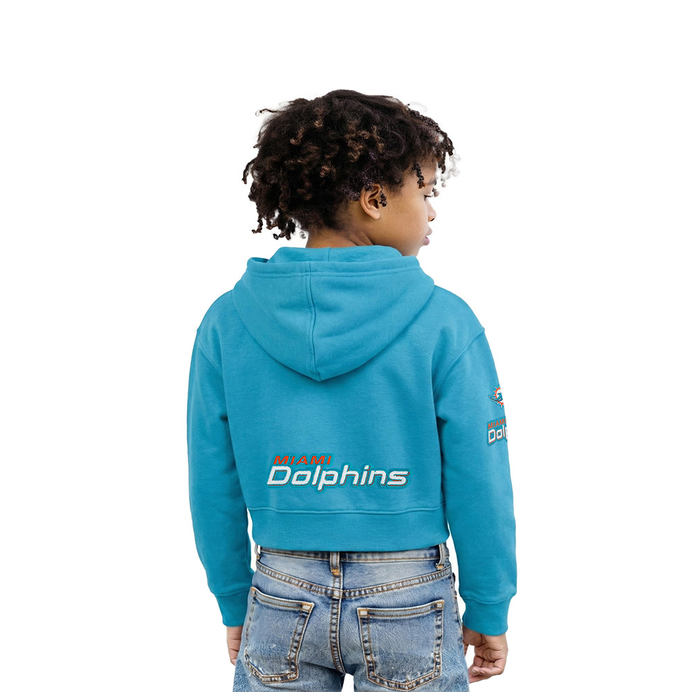 NFL MIAMI DOLPHINS CLASSIC LITTLE GIRL'S FLEECE FULL ZIP HOODIE (TEAL)