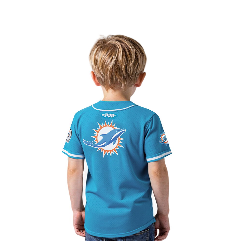 NFL MIAMI DOLPHINS CLASSIC TODDLER BOY'S MESH BUTTON DOWN SHIRT (TEAL)