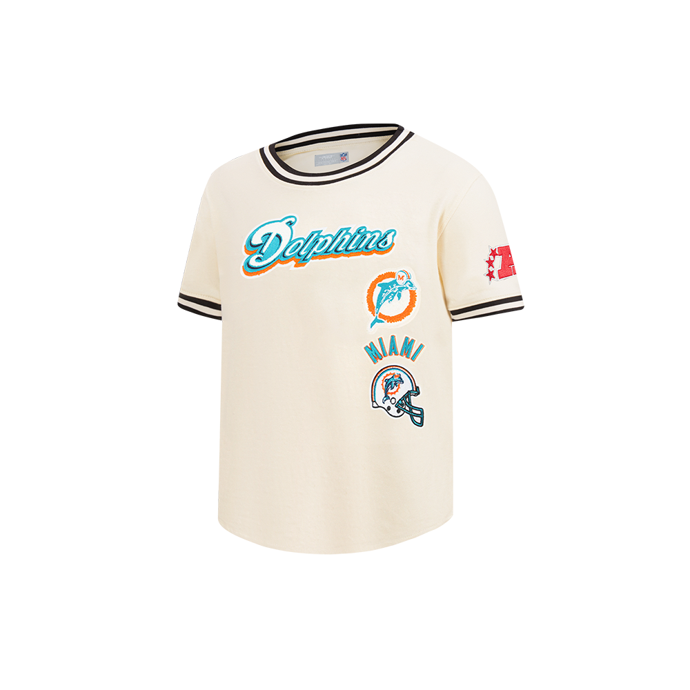 NFL MIAMI DOLPHINS RETRO CLASSIC TODDLER BOY'S SS STRIPED RIB TEE (EGGSHELL/ BLACK)