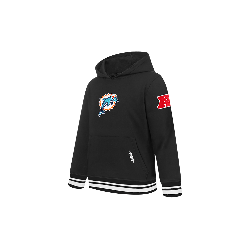 NFL MIAMI DOLPHINS RETRO CLASSIC TODDLER BOYS RIB FLEECE PULLOVER HOODIE (BLACK)