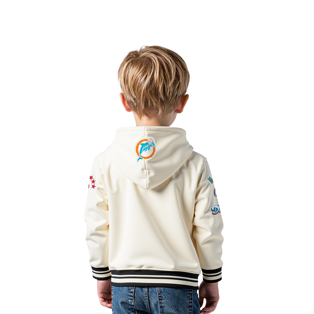 NFL MIAMI DOLPHINS RETRO CLASSIC TODDLER BOY'S RIB FLC PO HOODIE (EGGSHELL/ BLACK)