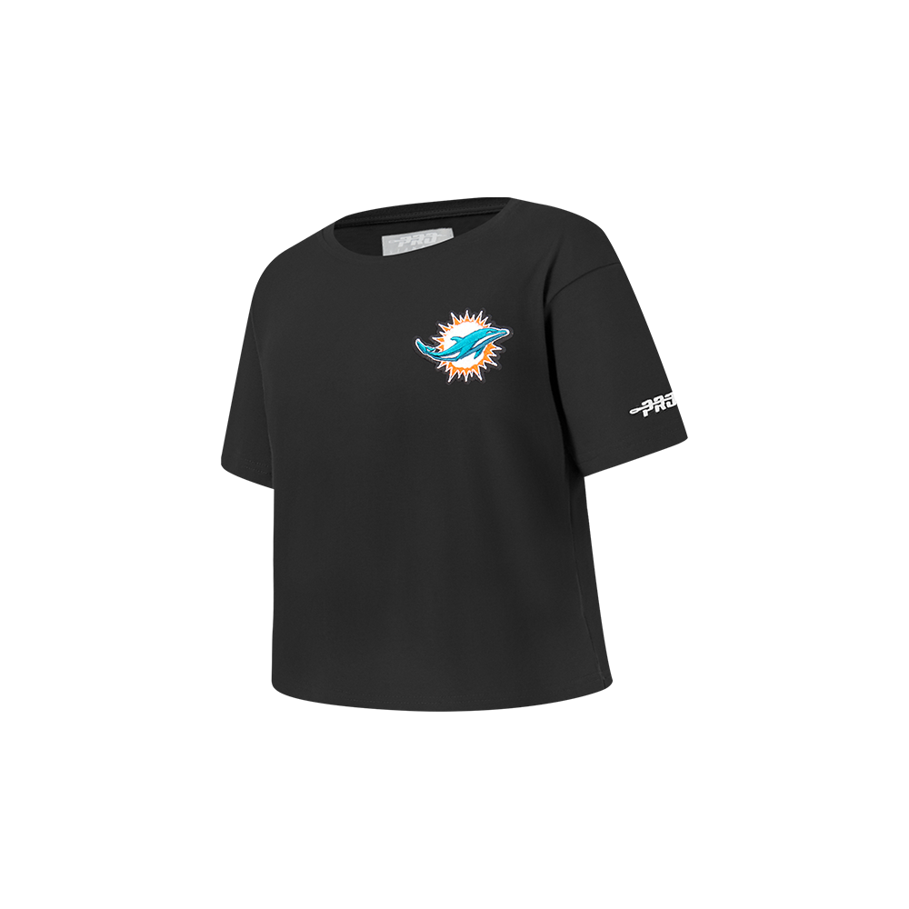 NFL MIAMI DOLPHINS CLASSIC TODDLER GIRLS SHORT SLEEVE BOXY TEE (BLACK)