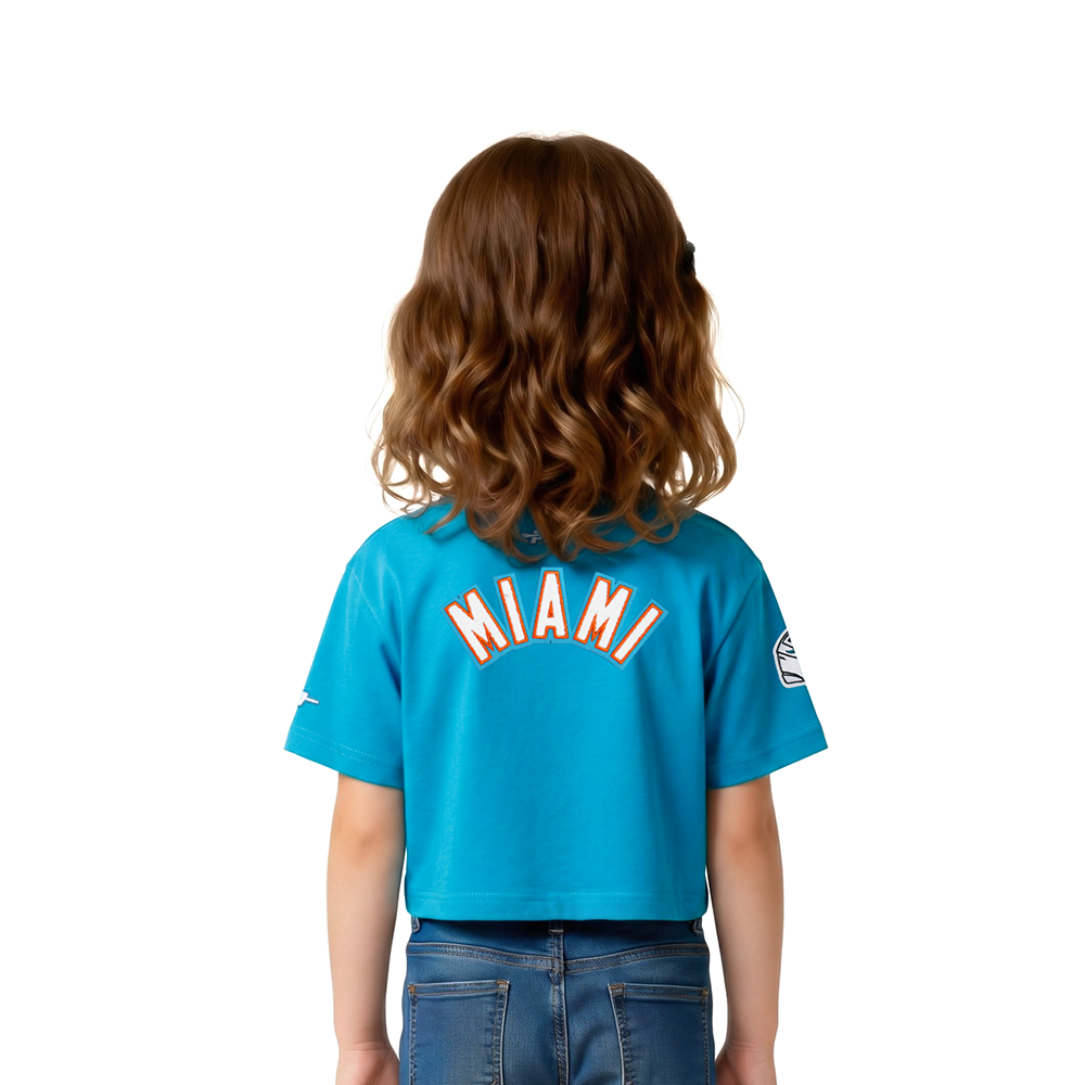 NFL MIAMI DOLPHINS CLASSIC TODDLER GIRL'S SS BOXY TEE (TEAL)
