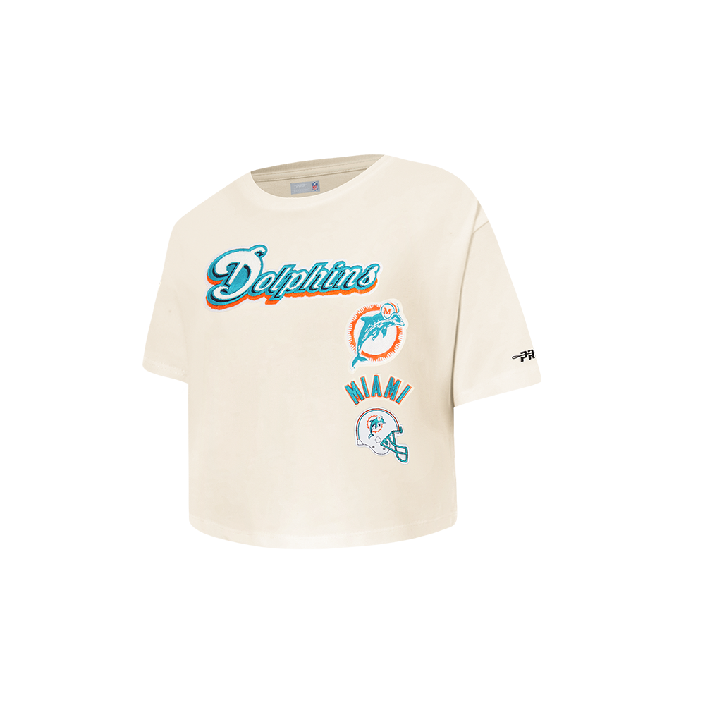 NFL MIAMI DOLPHINS RETRO CLASSIC TODDLER GIRL'S SS BOXY TEE (EGGSHELL)