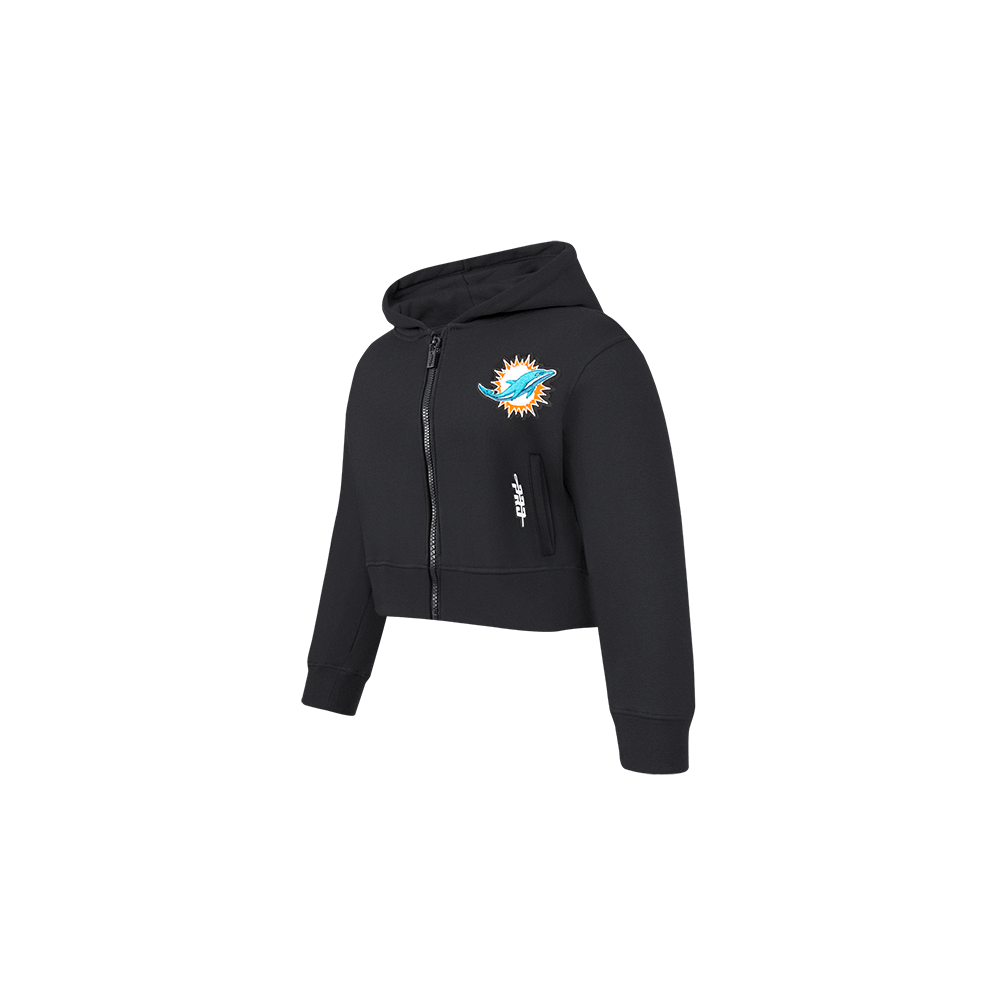 NFL MIAMI DOLPHINS CLASSIC TODDLER GIRLS  FLEECE FULL ZIP HOODIE (BLACK)