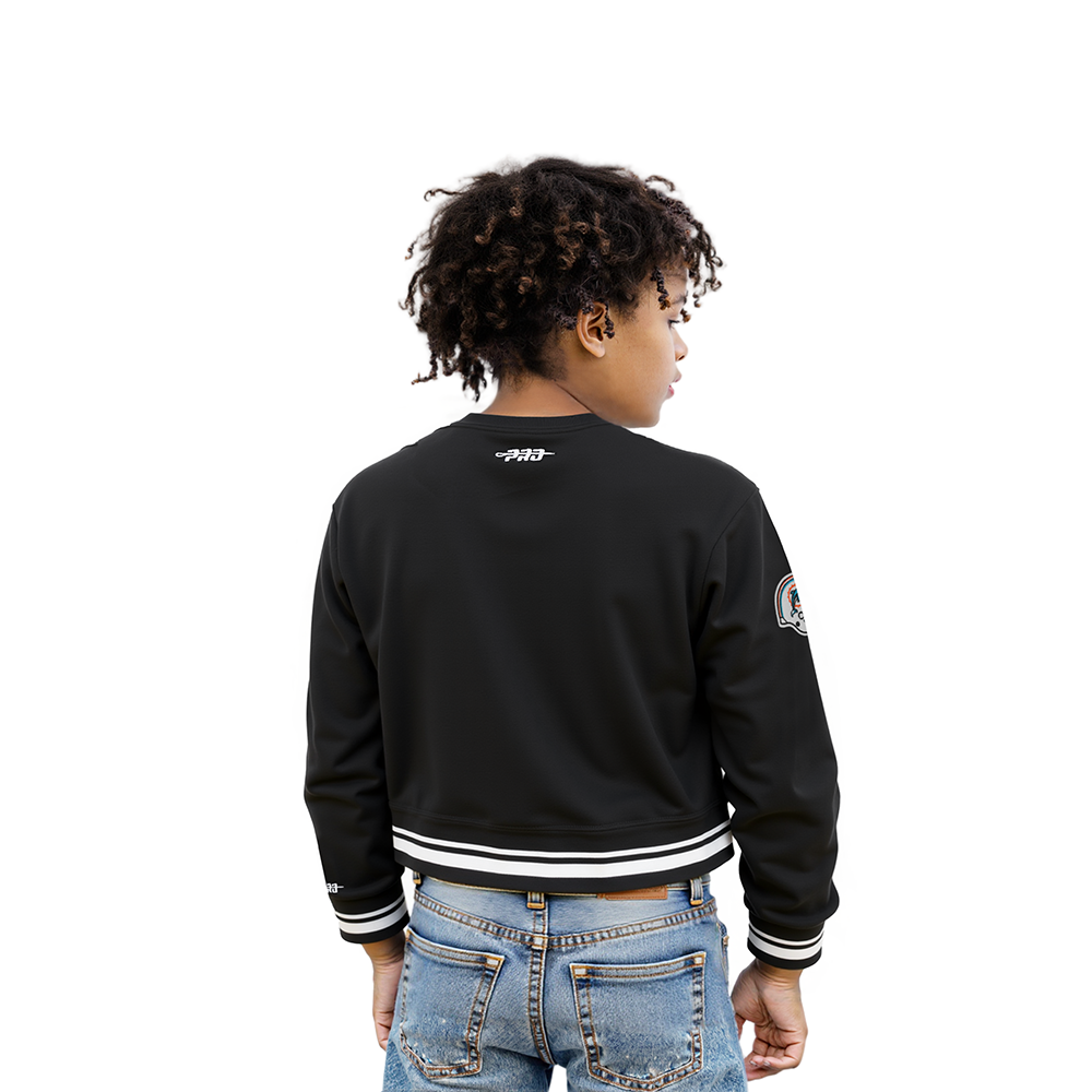NFL MIAMI DOLPHINS RETRO CLASSIC TODDLER GIRLS RIB FLEECE CREWNECK (BLACK)