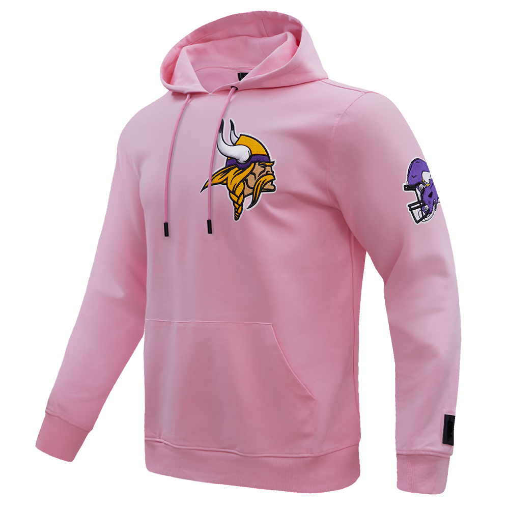 NFL MINNESOTA VIKINGS CLASSIC CHENILLE DOUBLE KNIT PULLOVER HOODIE (PINK)