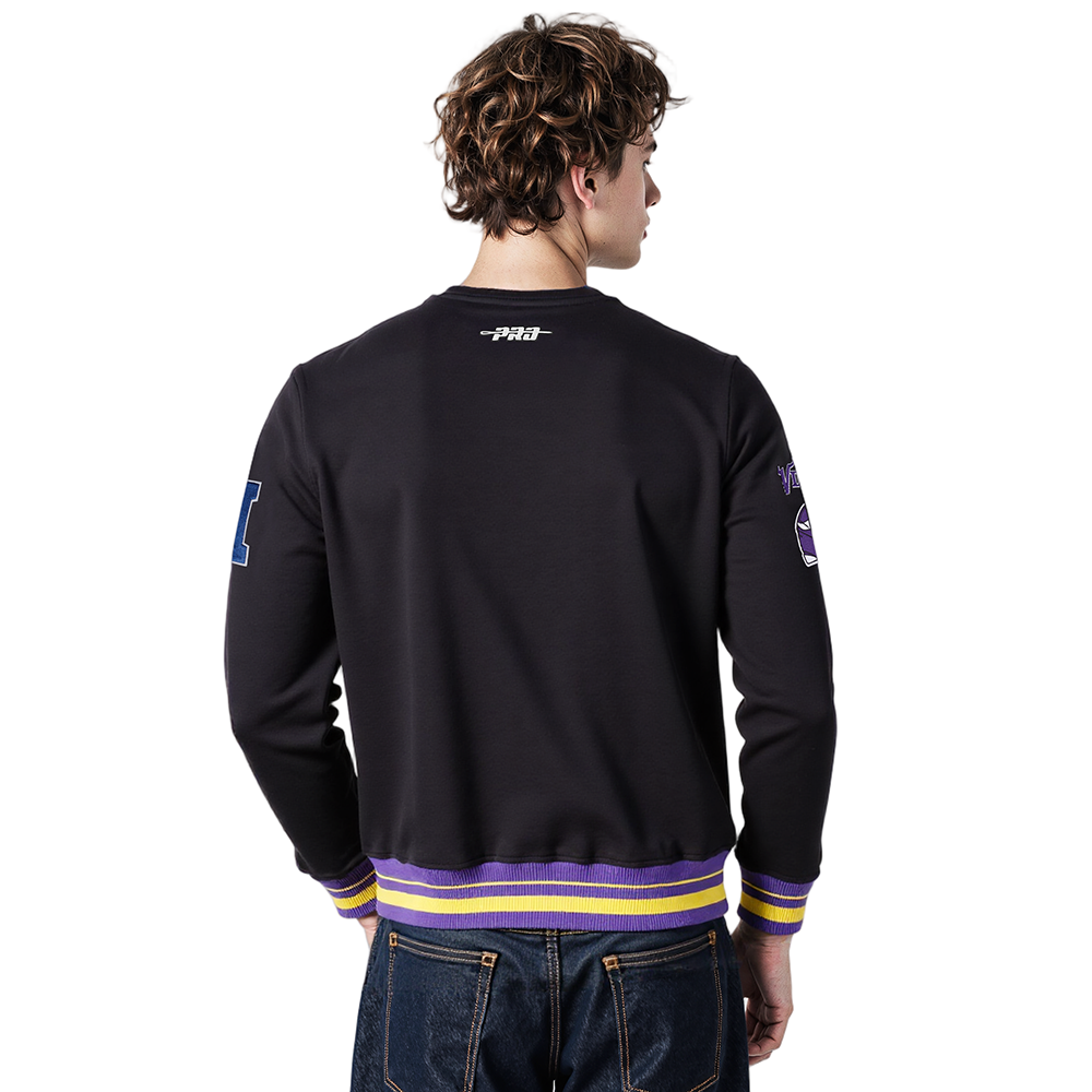 NFL MINNESOTA VIKINGS MASHUP MEN'S RIB CREWNECK (BLACK/PURPLE)