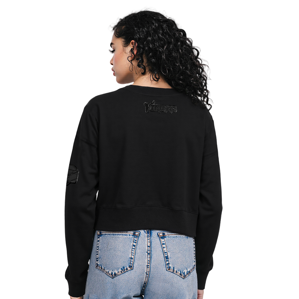 NFL MINNESOTA VIKINGS TRIPLE BLACK WOMEN'S FLC CREWNECK (TRIPLE BLACK WOMEN'S)