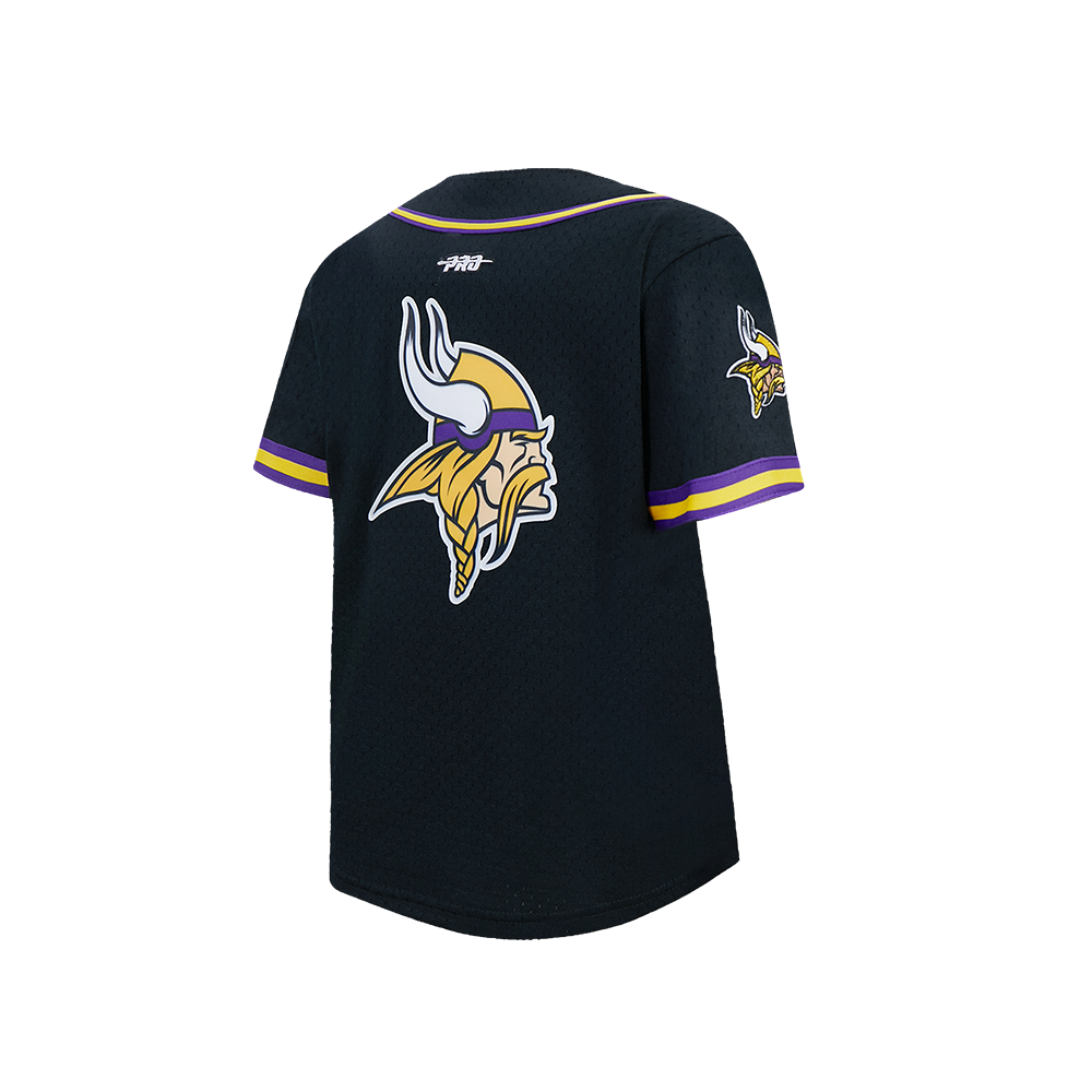 NFL MINNESOTA VIKINGS CLASSIC LITTLE BOY'S MESH BUTTON DOWN SHIRT (BLACK/PURPLE)