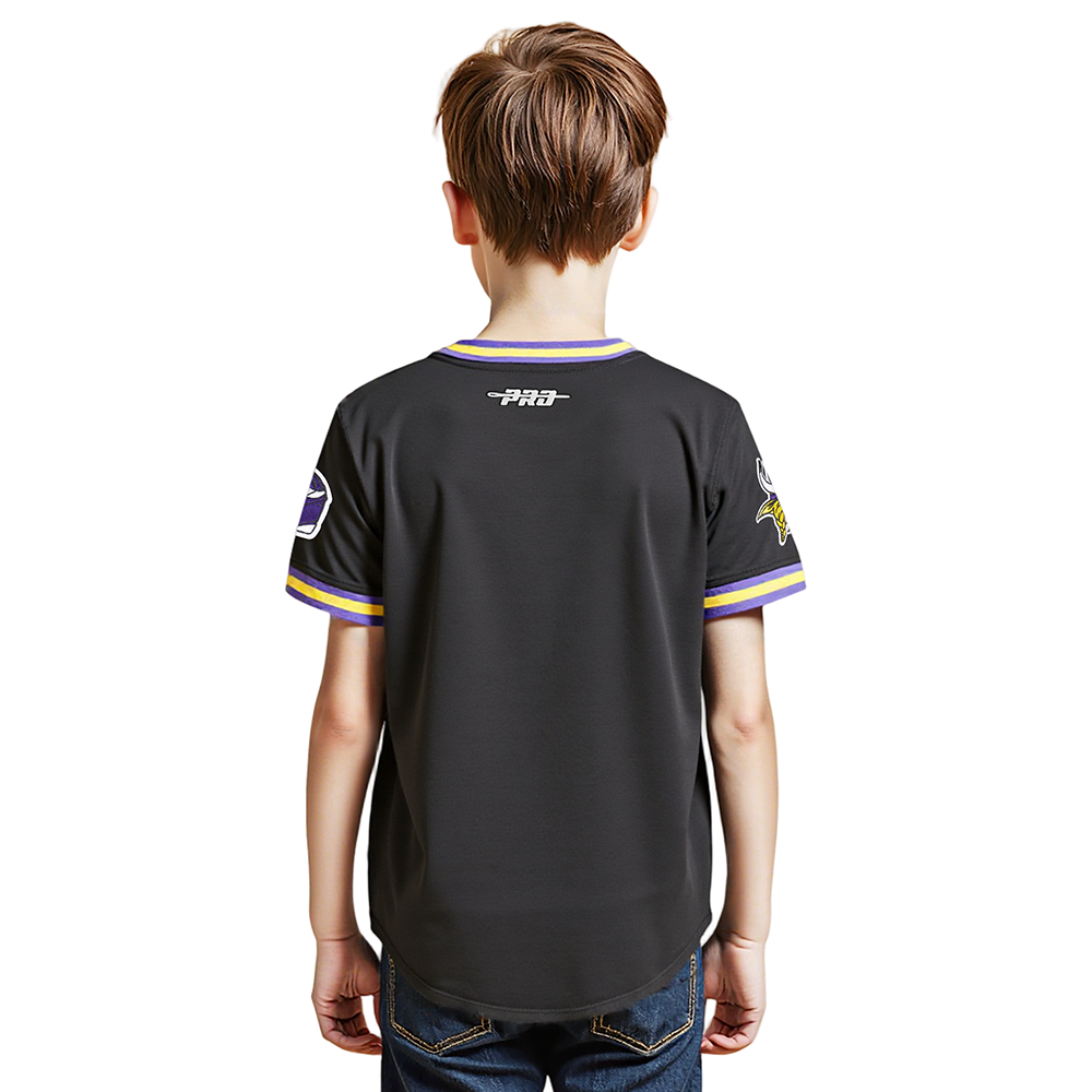 NFL MINNESOTA VIKINGS CLASSIC LITTLE BOYS SHORT SLEEVE STRIPED RIB TEE (BLACK/PURPLE)