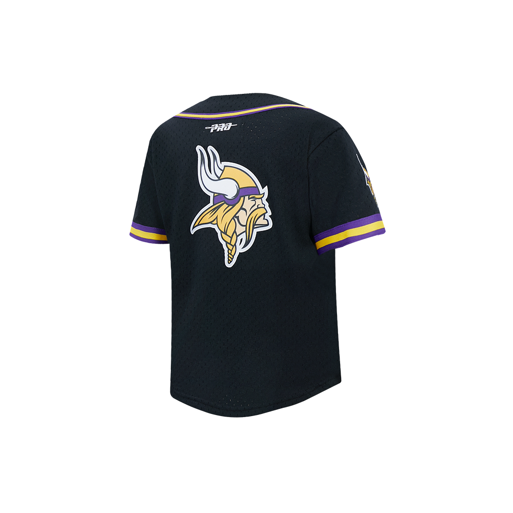 NFL MINNESOTA VIKINGS CLASSIC TODDLER BOY'S MESH BUTTON DOWN SHIRT (BLACK/PURPLE)