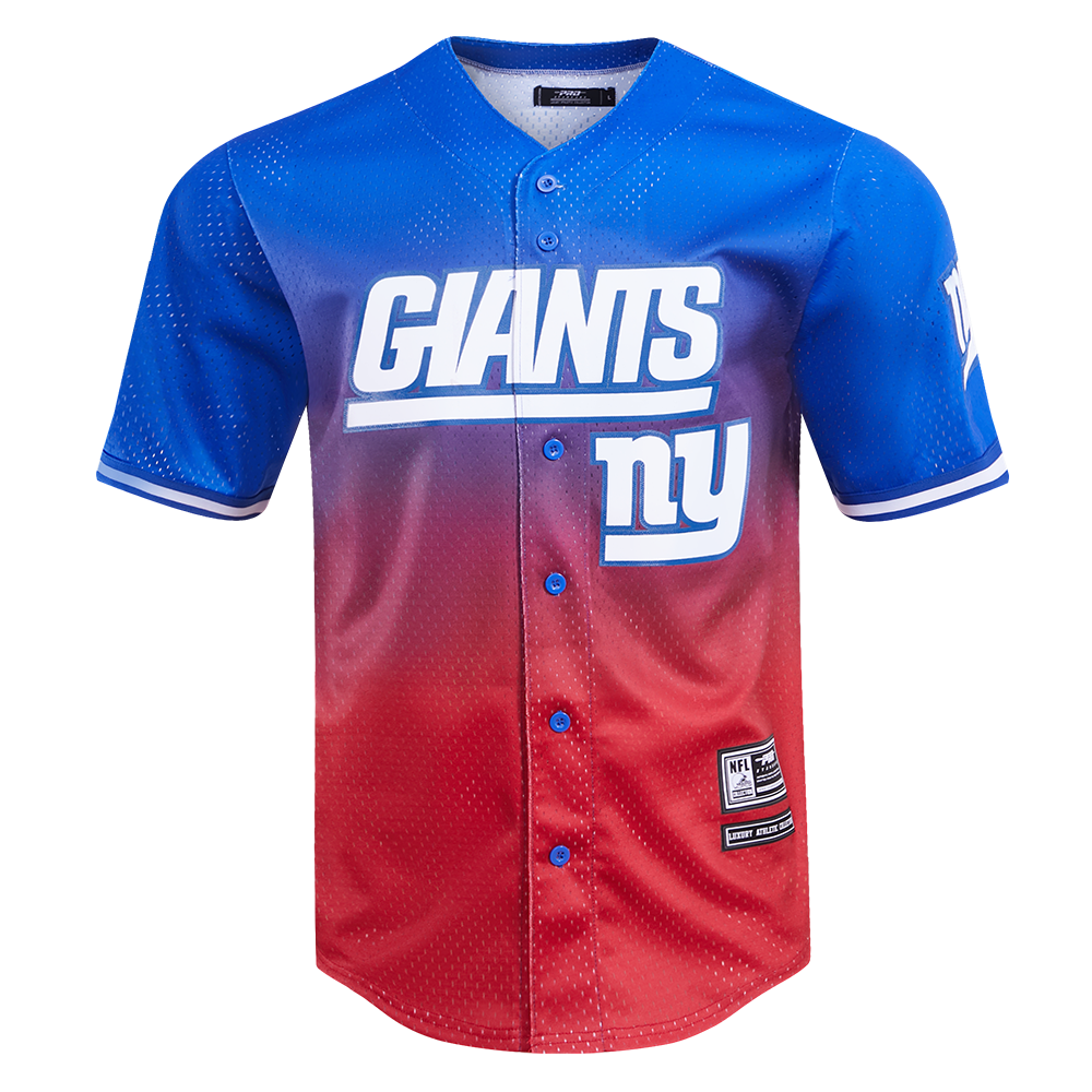 NEW YORK GIANTS TEAM OMBRE MESH BUTTON DOWN SHIRT (ROYAL BLUE/RED)