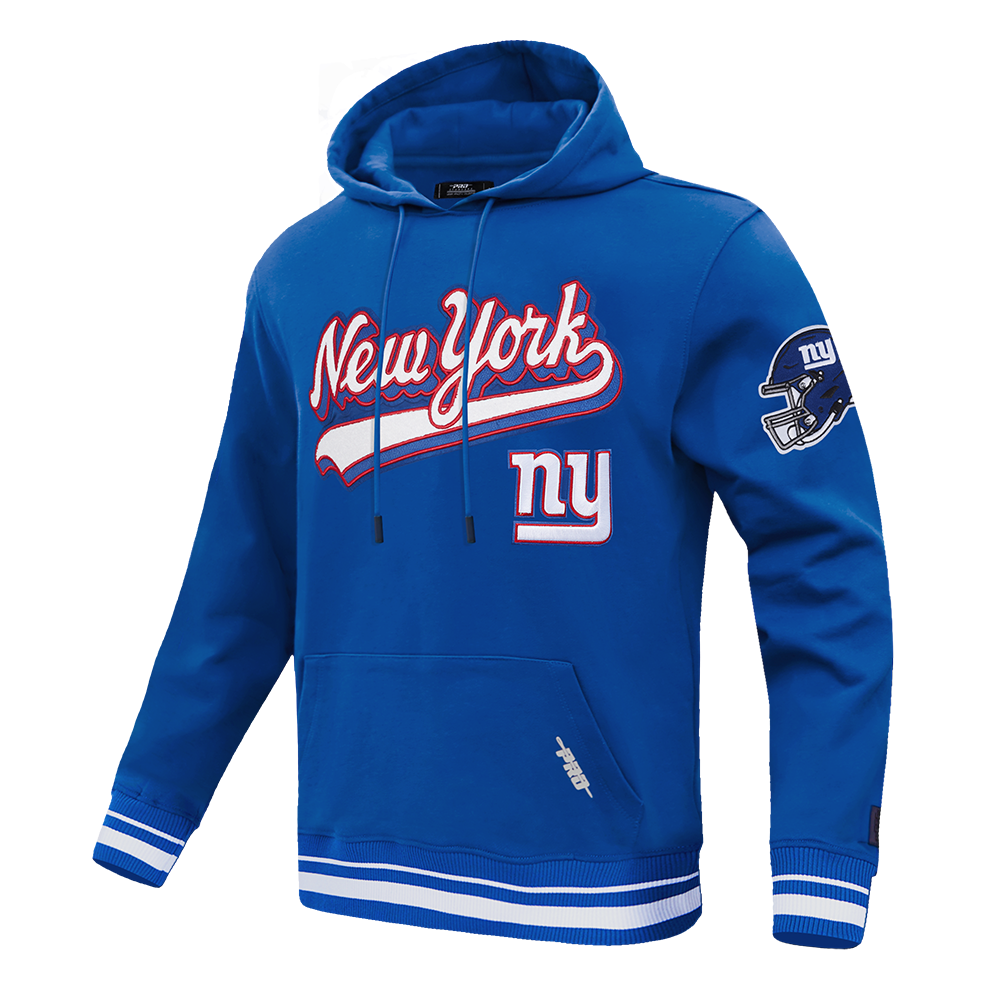 NFL NEW YORK GIANTS SCRIPT TAIL MEN'S RIB FLC PO HOODIE (DODGER BLUE)