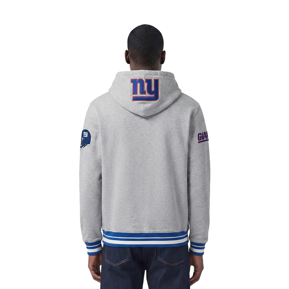 NFL NEW YORK GIANTS SCRIPT TAIL MEN'S RIB FLC PO HOODIE (HEATHER GREY/DODGER BLUE)
