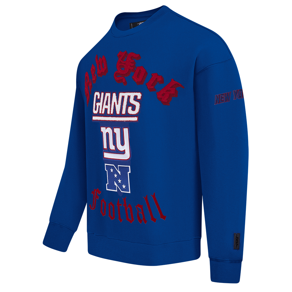 NFL NEW YORK GIANTS OLD ENGLISH MEN'S CREWNECK (DODGER BLUE)