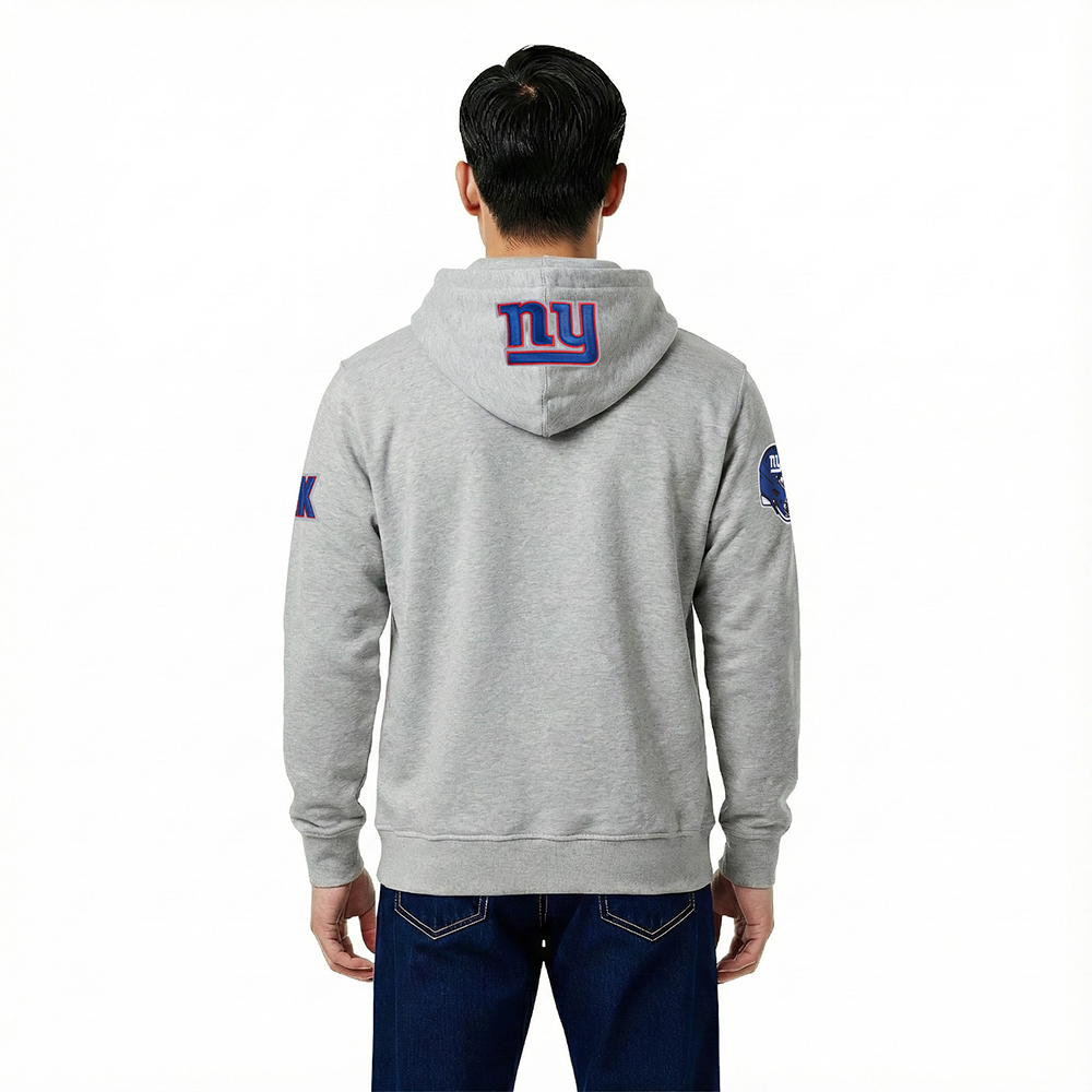 NFL NEW YORK GIANTS OLD ENGLISH MEN'S PO HOODIE (HEATHER GREY)