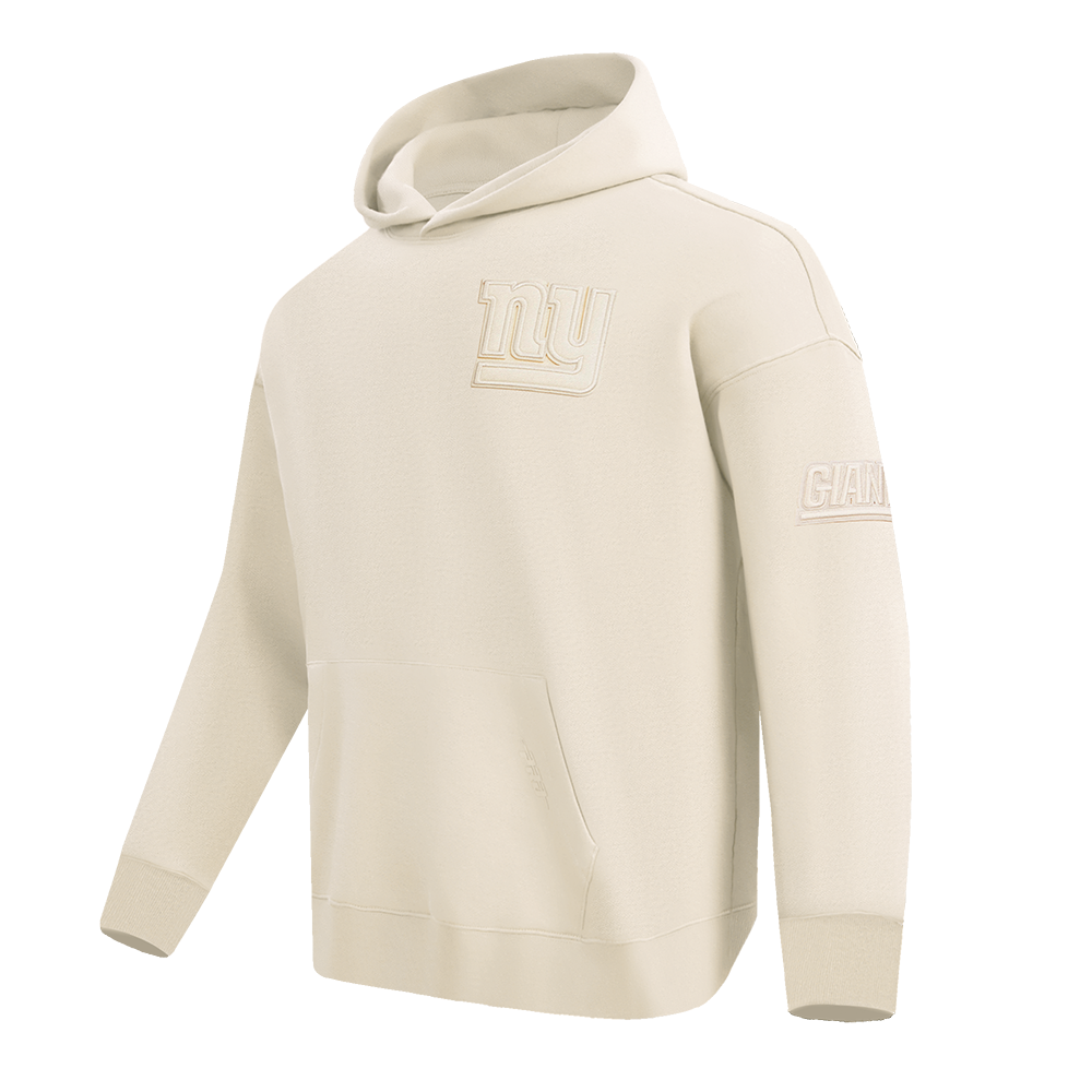 NFL NEW YORK GIANTS NEUTRAL DROP SHOULDER MEN'S PULLOVER HOODIE (EGGSHELL)