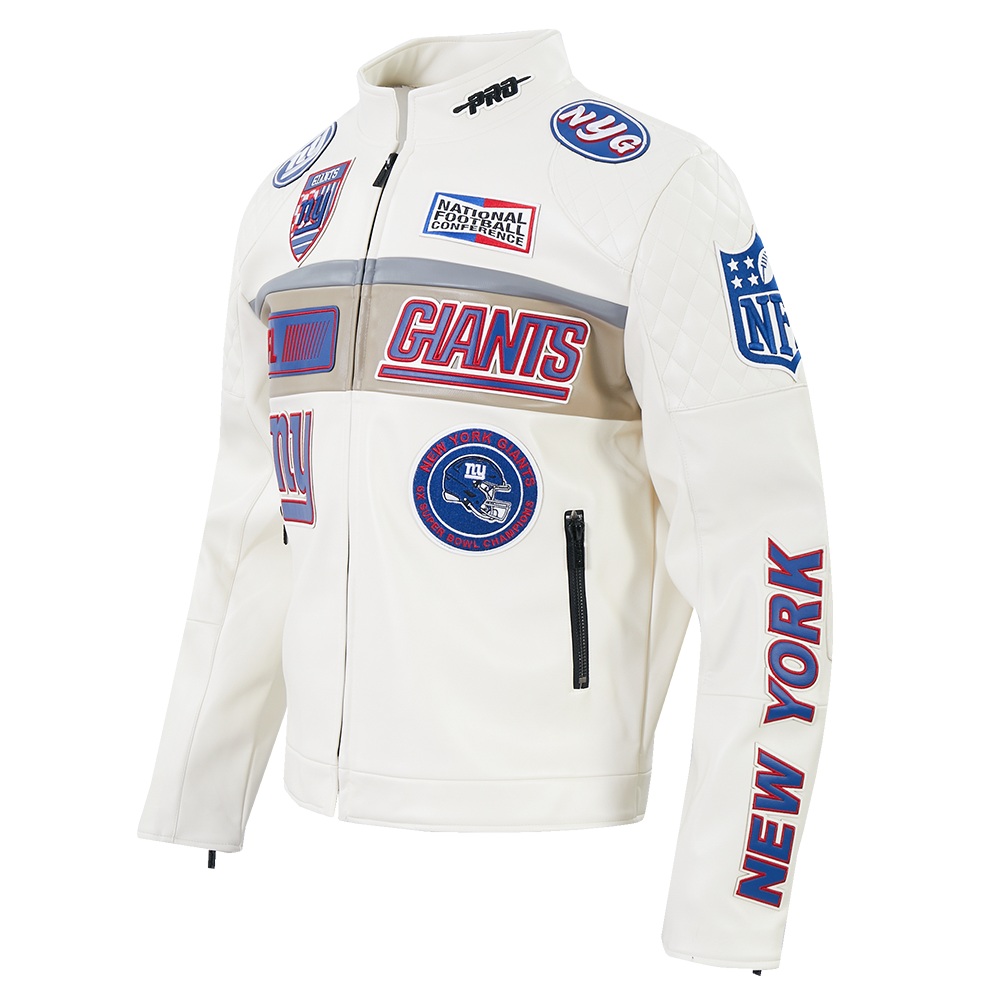 NFL NEW YORK GIANTS MEN'S MOTO JACKET (EGGSHELL)