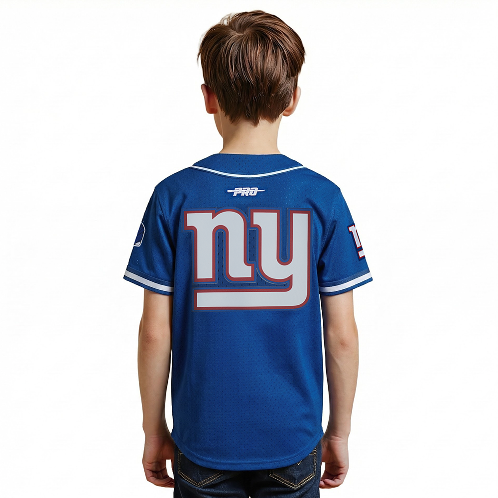 NFL NEW YORK GIANTS CLASSIC BIG BOY'S MESH BUTTON DOWN SHIRT (DODGER BLUE)